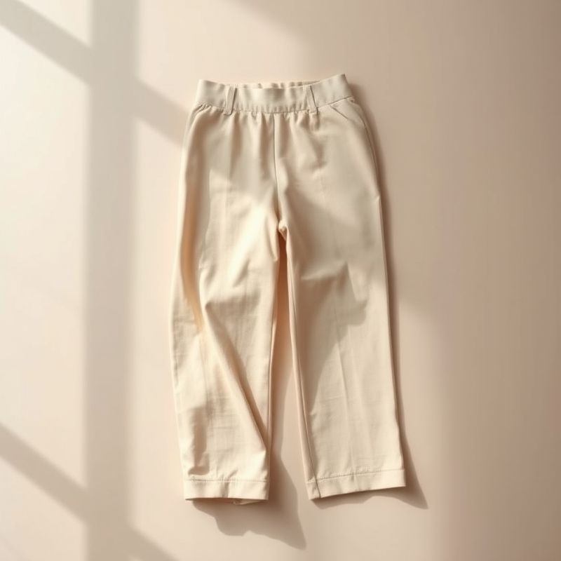 pollinations-black-wide-leg-yoga-pants-4-118194 Flat lay of black wide leg yoga pants high waisted in beige, neatly folded on a neutral surface, minimalist e-commerce style.