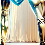 A model wearing black wide leg yoga pants, high waisted, in beige, back view, studio shot on white background.