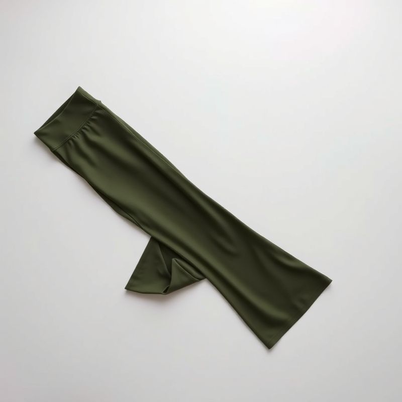 pollinations-black-yoga-pants-flare-4-779777 Neatly folded olive green black yoga pants flare legging in a minimalist flat lay.