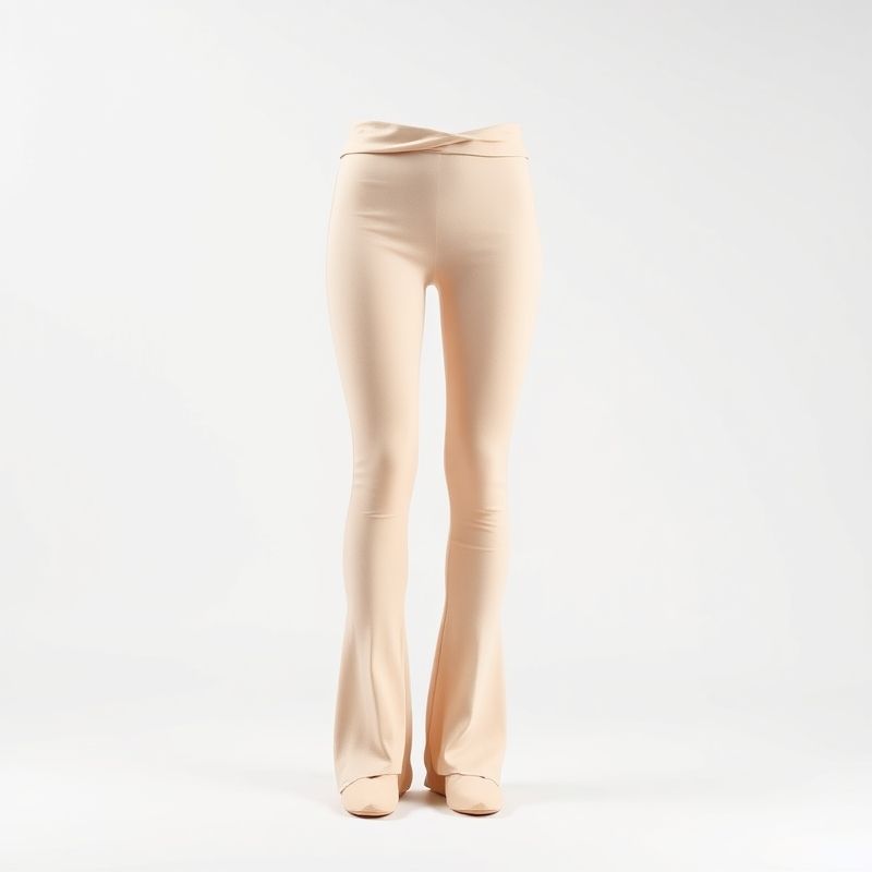 Fold-over flare leggings paired with a cropped hoodie and sneakers