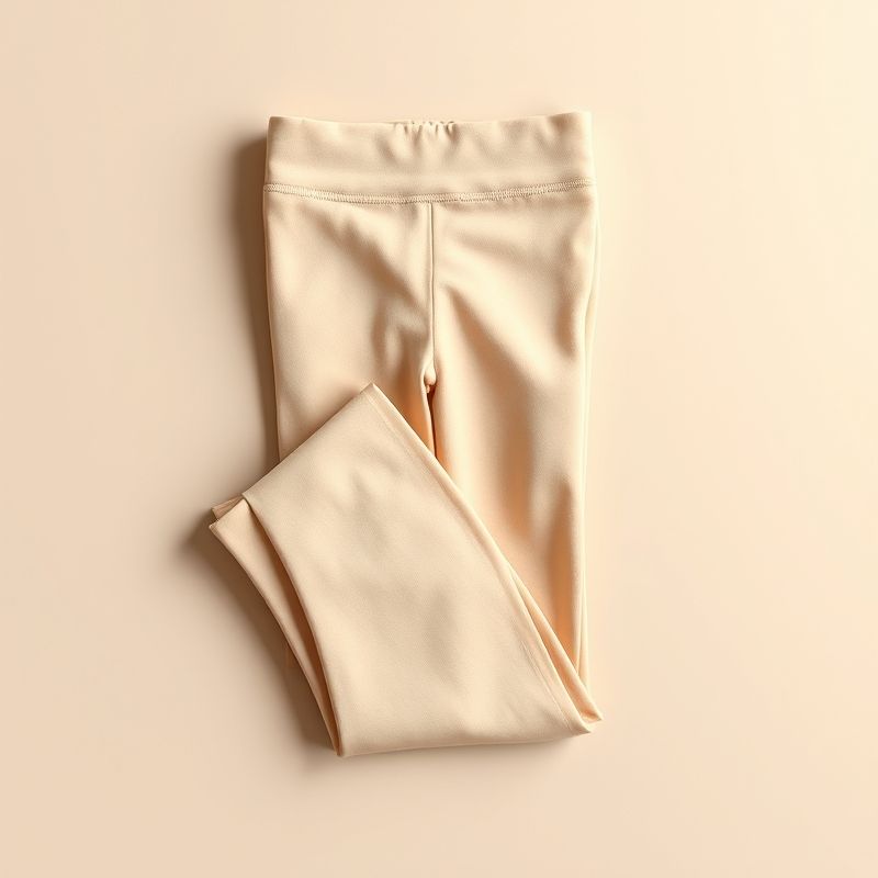 pollinations-flare-leggings-4-230439 Beige fold over flare leggings in a flat lay on a clean, neutral surface.