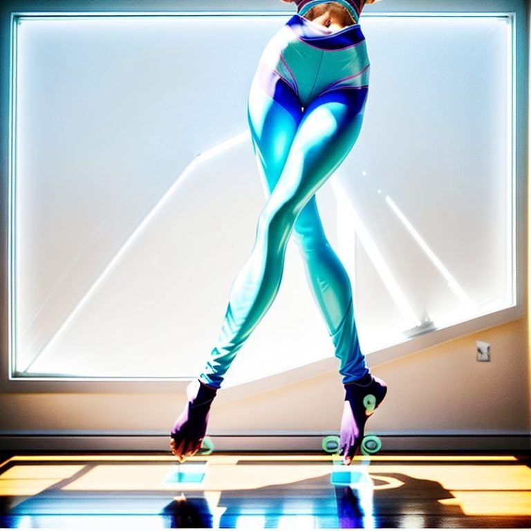 A model in Sky Blue organic cotton flare leggings Australia, posing in a bright yoga studio.