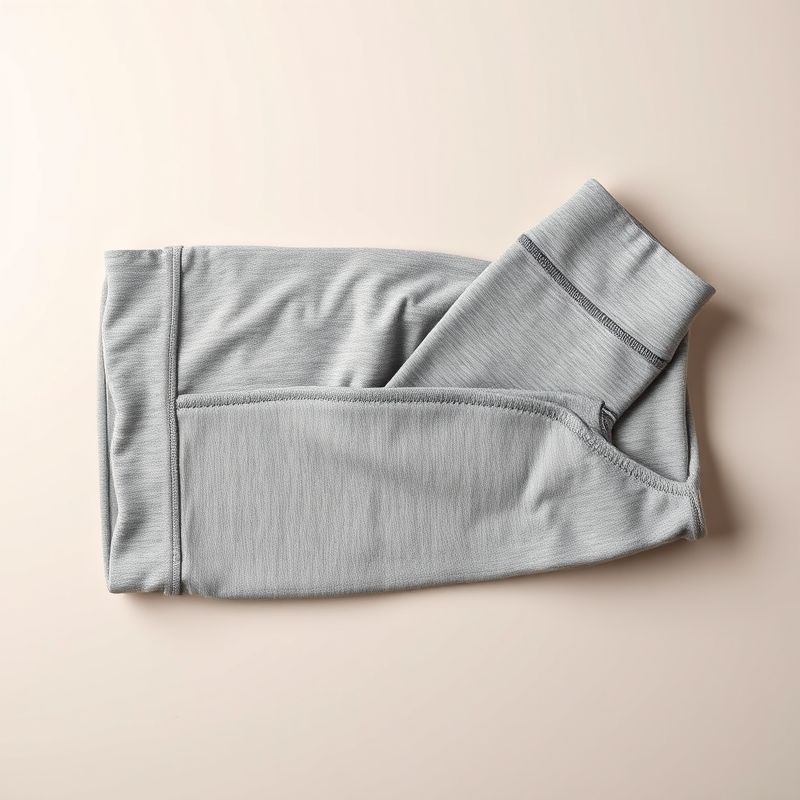 pollinations-high-rise-leggings-with-pockets-4-429267 Flat lay of Heather Grey high rise leggings with pockets | 3 4 leggings neatly folded on a neutral surface.
