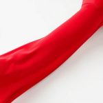 Red wide leg yoga pants Australia, flare leggings for short legs on white background, hyperrealistic studio photo.