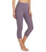 Uphold Solid High Waisted Capri Leggings With Pockets 21"