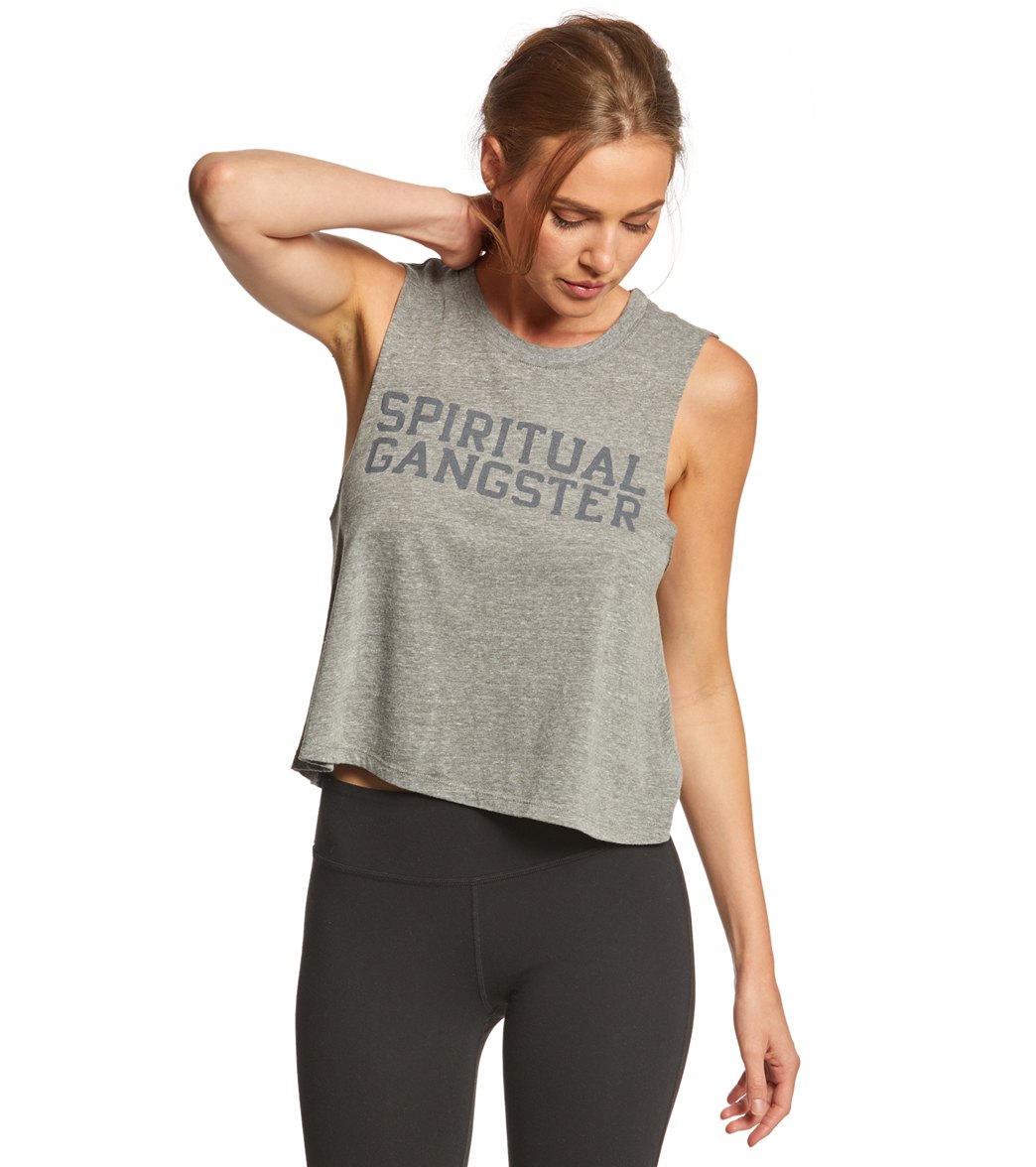 crop top activewear SG Varsity Crop Tank heather grey