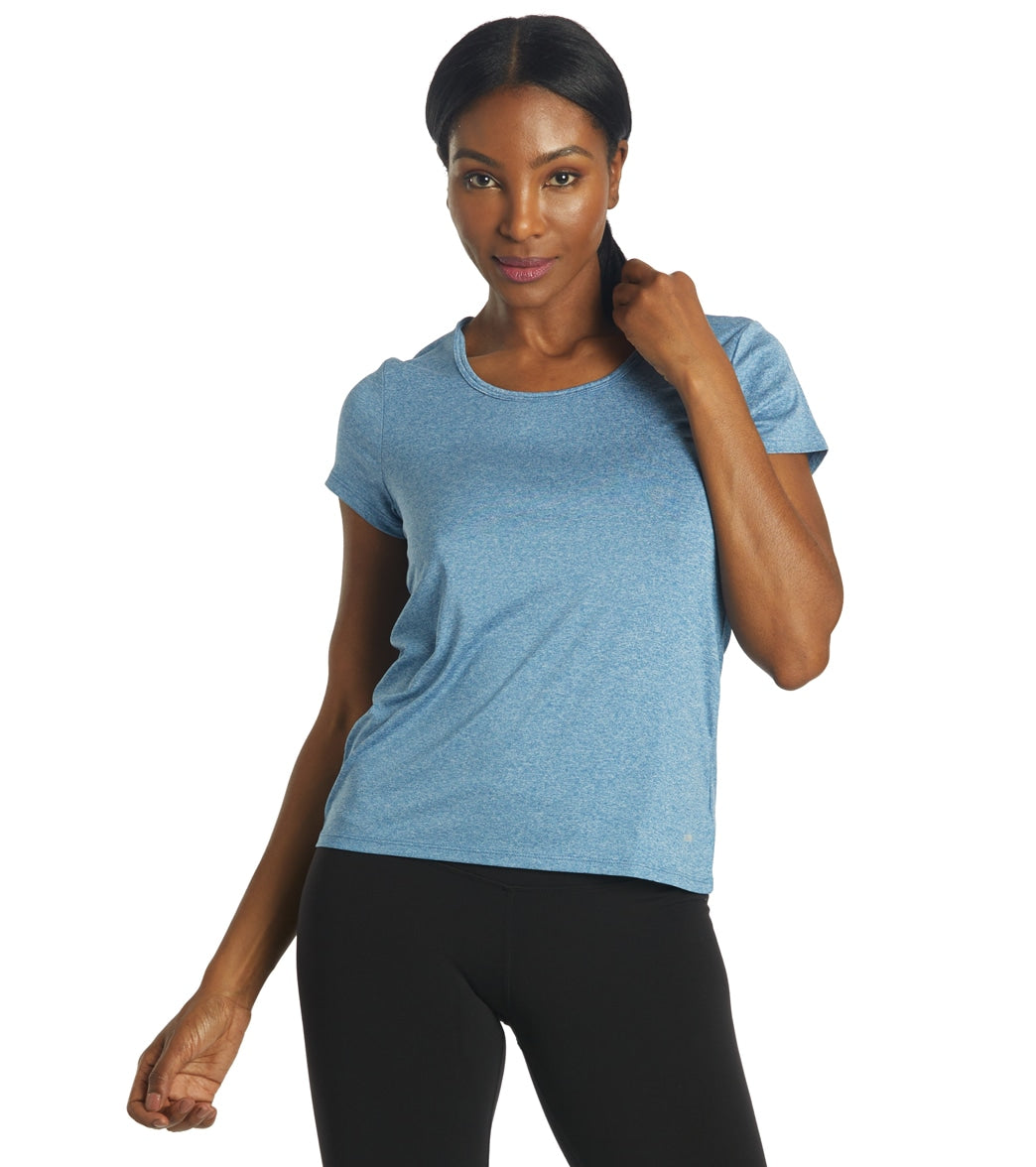 Valery Yoga Tee in heather vallarta blue