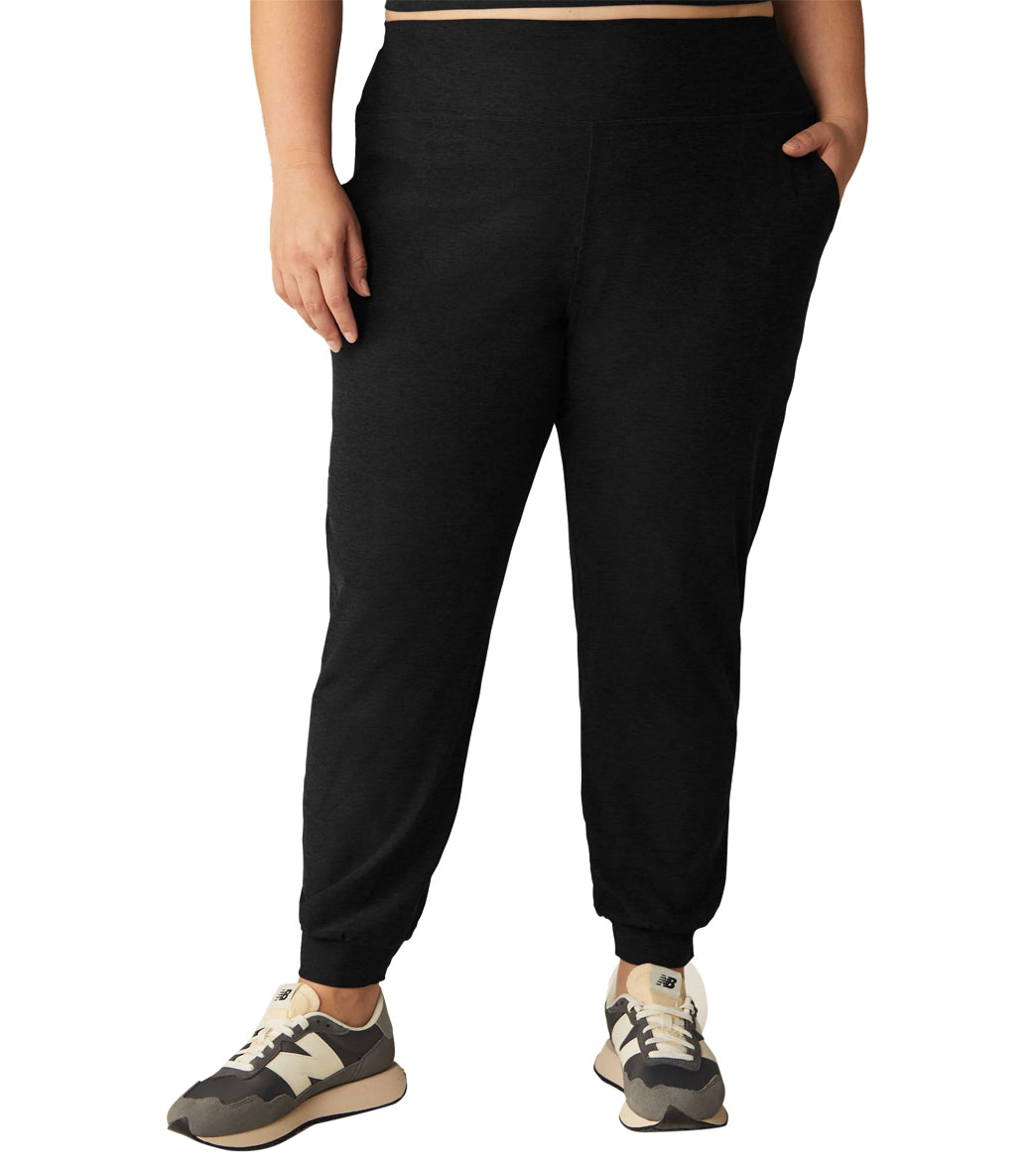 scb sg Plus Size Spacedye Midi Joggers in darkest night colour