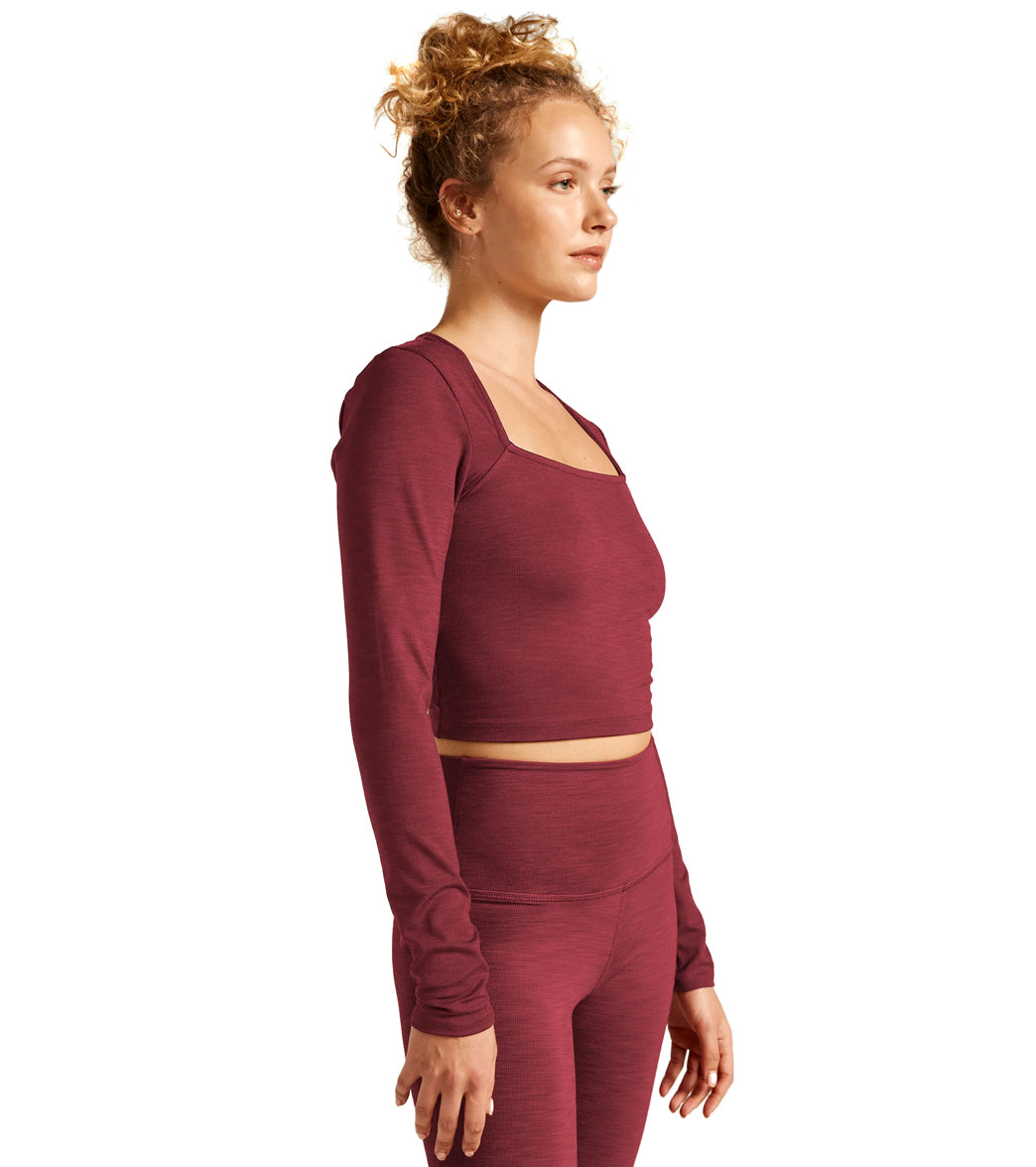 Heather Rib Frame Cropped Pullover Heather Rib Frame Cropped Pullover