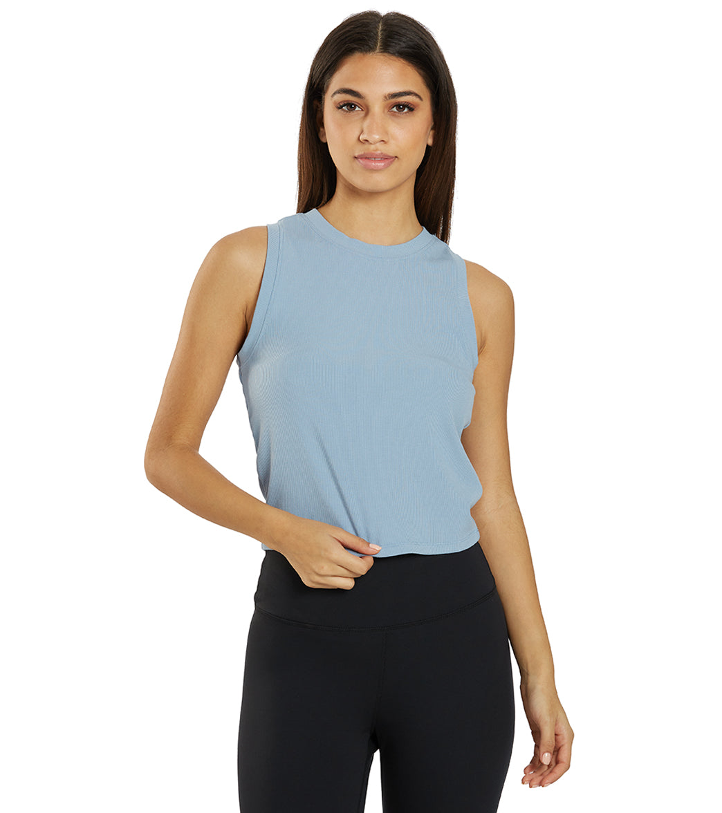 hot workout outfits Juni Tank breathable rib knit