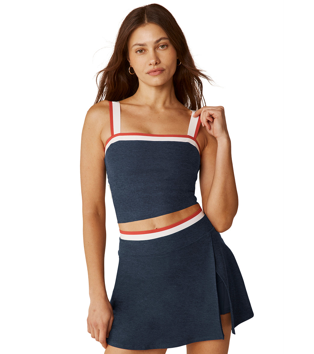 high waisted fitness shorts nocturnal navy cropped tank